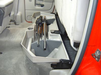 Image showing 7 th DU-HA Under Seat Storage fits 02-24 Ram 1500 & 03-26 2500 3500 Quad Cab/Crew Cab (Classic Body) w/o Factory Subwoofer, Brown