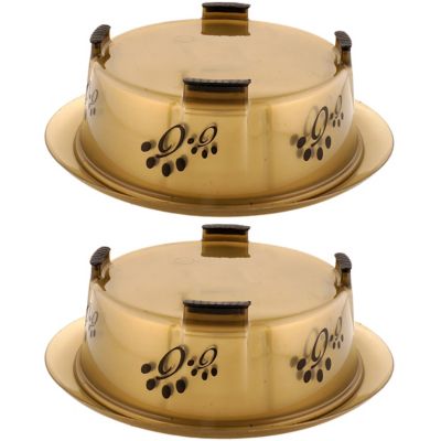 Image showing  Color Splash Designer Oval-Shaped Non-Skid Stainless Steel Fusion Pet Bowls, 2 Cups, 2-Bowls