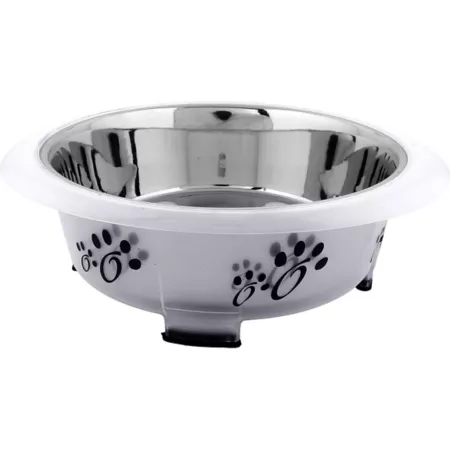 Iconic Pet Color Splash Designer Fusion Pet Bowl Non-Slip Stainless Steel Oval Shape 1 Pack 52403 Double Diners