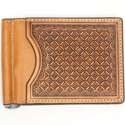 Nocona Basketweave Embossed Money Clip, Natural