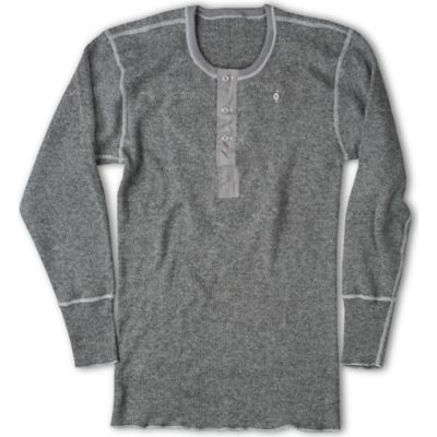 Stanfield's Men's Heavyweight Rib-Knit Henley Shirt, Grey Mixed