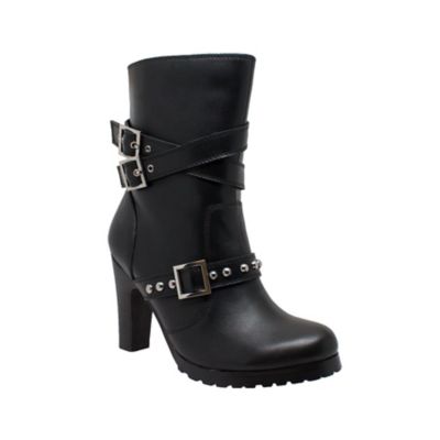 women's buckle biker boots