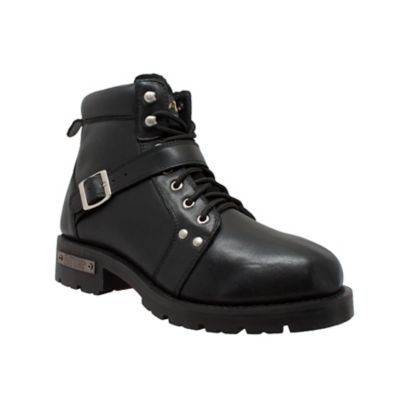 black mens biker boots