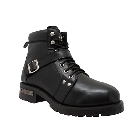 Ride Tecs Men's Leather Biker Boots, Black, 6 in.