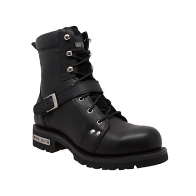 Ride Tecs Men's Leather Biker Boots, Black, 8 in.