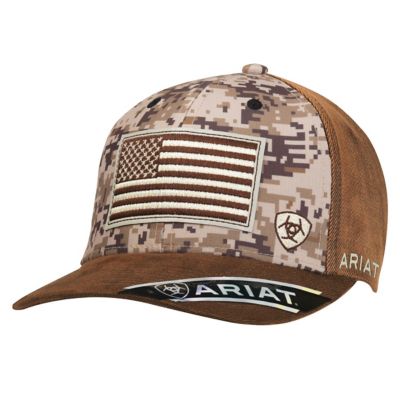 Ariat Digital Camo with Front American Flag Snapback Cap