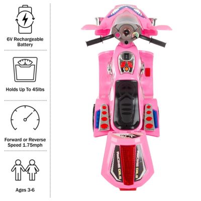 Image showing  6V Rockin' Rollers 3-Wheel Battery-Powered FX Ride-On Sport Bike, Pink