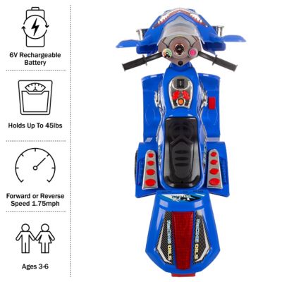 Image showing  6V Rockin' Rollers 3-Wheel Battery-Powered FX Ride-On Sport Bike, Blue