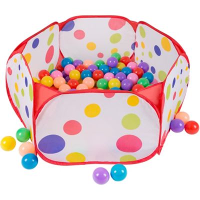 Hey! Play! Kid's Pop-Up Ball Pit with 200 Balls, 35 in. W Pit, 21 in. x 15 in. Sides, 2.5 in. D Balls, 2 Child Capacity