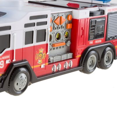Automatic Steering Rescue Fire Truck Toy with Flashing Lights and Real Siren Sounds Toysery Fire Truck Toy for Kids Battery Operated Automatic Bump & Go Car Emergency Fire Engine Toy Truck