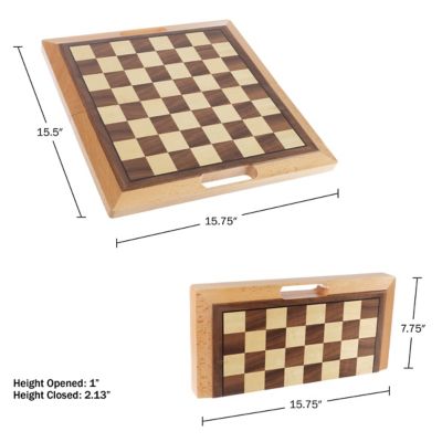 Image showing  Deluxe Wooden 3-in-1 Chess, Backgammon and Checkers Set, 2 Players, For Ages 5+