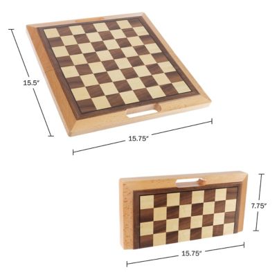 Image showing  Deluxe Wooden 3-in-1 Chess, Backgammon and Checkers Set, 2 Players, For Ages 5+