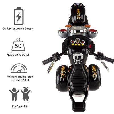 Image showing  6V 3-Wheel Trike Chopper Motorcycle Ride-On Toy, Black