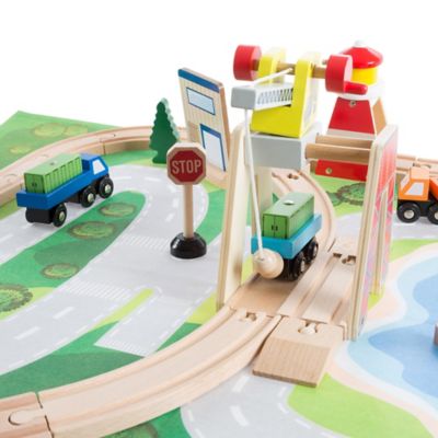 Image showing  Kids' Wooden Train Set with Play Mat
