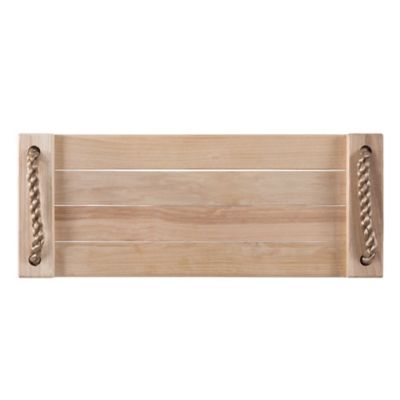 Image showing  Wooden Swing with Outdoor Flat Bench Seat and Adjustable Hanging Rope, 100 lb. Capacity, Ages 3+