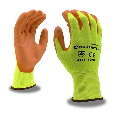 Cordova Hi-Vis Snag-Resistant Coated Work Gloves, 12-Pack