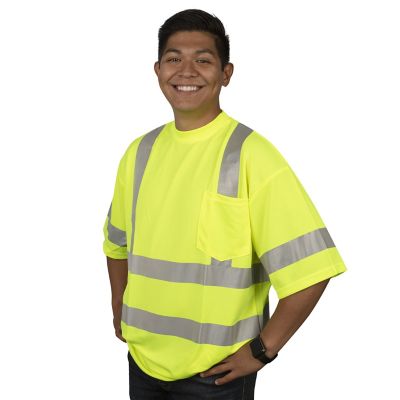 Image showing 5 th Cordova Men's Short-Sleeve Class 3 Cor-Brite Hi-Vis Shirt, Lime