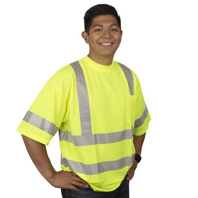 Image showing  Men's Short-Sleeve Class 3 Cor-Brite Hi-Vis Shirt, Lime