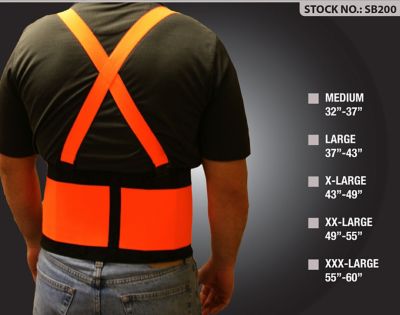 Image showing  Unisex Polyester Hi-Vis Adjustable Back Support Belt, 1.25 in., Orange