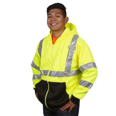 Image showing  Unisex Hi-Vis Class 3 Cor-Brite Hooded Sweatshirt, Lime
