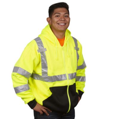 Image showing  Unisex Hi-Vis Class 3 Cor-Brite Hooded Sweatshirt, Lime