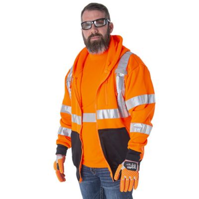 Image showing  Unisex Hi-Vis Class 3 Cor-Brite Hooded Sweatshirt, Orange