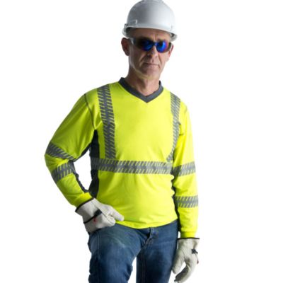 Image showing  Men's Long-Sleeve Class 2 Cor-Brite Ultralight Comfort Stretch Shirt, Lime