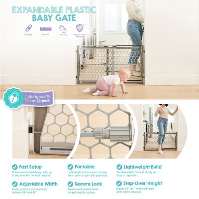 Image showing 3 th Regalo 23 in. Easy Fit Adjustable Plastic Baby Safety Gate, 26 in. to 42 in. W