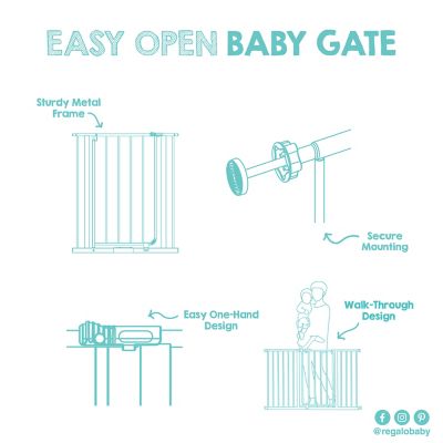 Image showing 5 th Regalo Easy Open Baby Gate, Pressure Mount with 2 Included Extension Kits, 29 in. to 47 in.