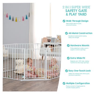 Image showing 5 th Regalo 28 in. 2-in-1 Super Wide Adjustable Pet Gate and Play Yard, 192 in. W