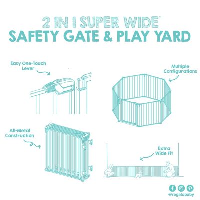 Image showing 9 th Regalo 28 in. 2-in-1 Super Wide Adjustable Pet Gate and Play Yard, 192 in. W
