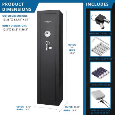 Image showing  12 Long Gun 10.67 cu. ft. Biometric Lock Gun Safe, Black