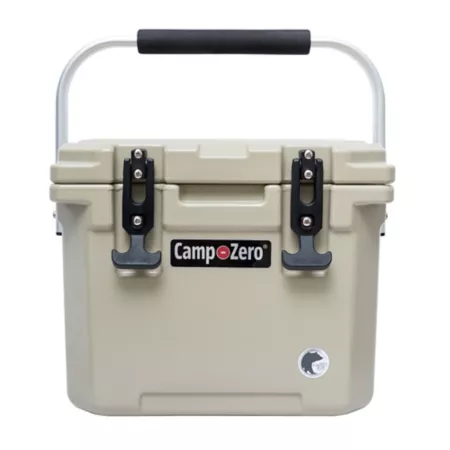 Camp-Zero 10L-10.6 quarts Premium Cooler with 2 Molded Cup Holders and Comfortable Aluminum Folding Handle Beige Chest Coolers