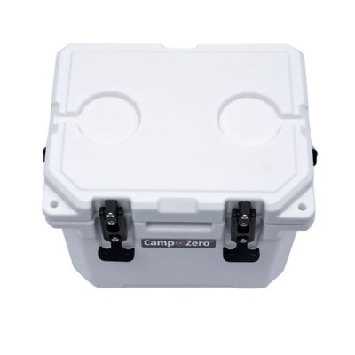 Image showing  10L-10.6 qt. Premium Cooler with 2 Molded-In Cup Holders and Folding Aluminum Comfort Grip Handle, White