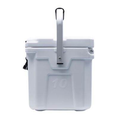 Image showing  10L-10.6 qt. Premium Cooler with 2 Molded-In Cup Holders and Folding Aluminum Comfort Grip Handle, White
