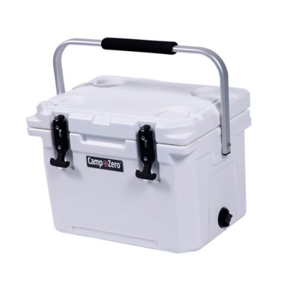 Image showing  10L-10.6 qt. Premium Cooler with 2 Molded-In Cup Holders and Folding Aluminum Comfort Grip Handle, White