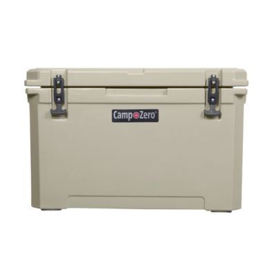 Camp-Zero 60L-63 Qt Cooler/Ice Chest with 4 Molded-in Cup Holders and No-Lose Drain Plug Beige