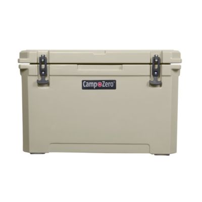 Camp-Zero 60L-63 qt Cooler/Ice Chest with 4 Molded-in Cup Holders and No-Lose Drain Plug Beige