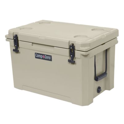 Image showing 6 th Camp-Zero 60L-63 qt Cooler/Ice Chest with 4 Molded-in Cup Holders and No-Lose Drain Plug Beige