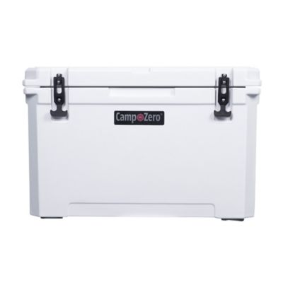Camp-Zero 60L-63 Qt Cooler/Ice Chest with 4 Molded-in Cup Holders and No-Lose Drain Plug White