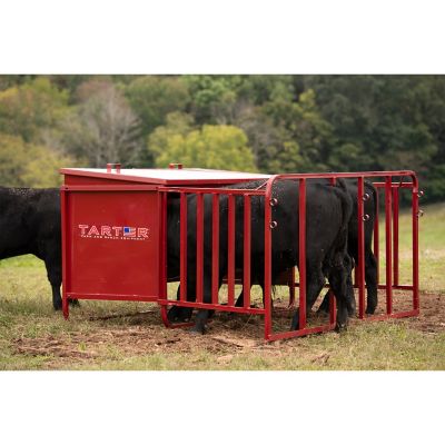 Image showing  1,000 lb. Creep Feeder with Feed Control Band, 5 Calf Stall Openings, Red