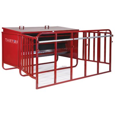Image showing 5 th Tarter 1,000 lb. Creep Feeder with Feed Control Band, 5 Calf Stall Openings, Red