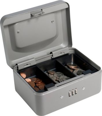 Image showing  Extra Small 6" Cash Box with Combination Lock Grey