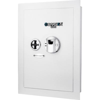 Barska White Biometric Wall Safe 0.52 cu. ft.