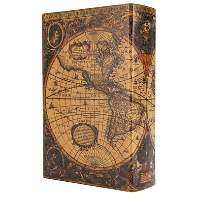 Image showing 7 th Barska Antique Map Book Lock Box, 7 in. x 2.75 in. x 10.75 in.