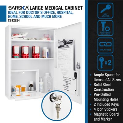 Image showing 8 th Barska 5.5 in. x 20.9 in. x 15 in. Large Steel Medication Cabinet