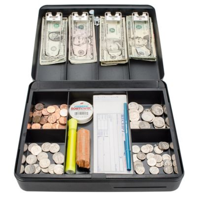 Image showing  12 in. Standard Fold Out Cash Box with Key Lock