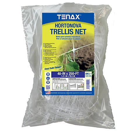 Tenax 4 ft. x 250 ft. Hortonova Trellis Netting, White, 5.9 in. x 5.9 in. Mesh
