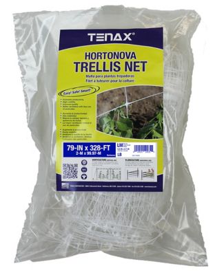 Tenax 328 ft. x 79 in. Hortonova Trellis Netting, White, 5.9 in. x 6.7 in. Mesh