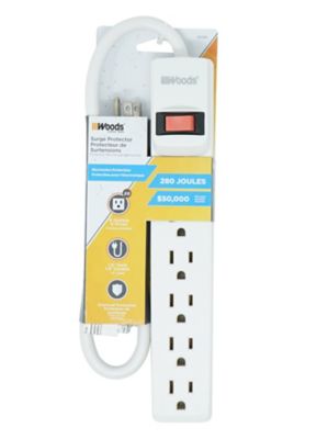 Image showing  6-Outlet Surge Protector with Overload Safety Feature, 1.5 ft. Cord, White